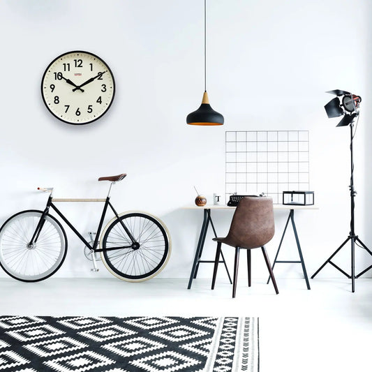 Vintage Black Wall Clock with Numbers - 18"