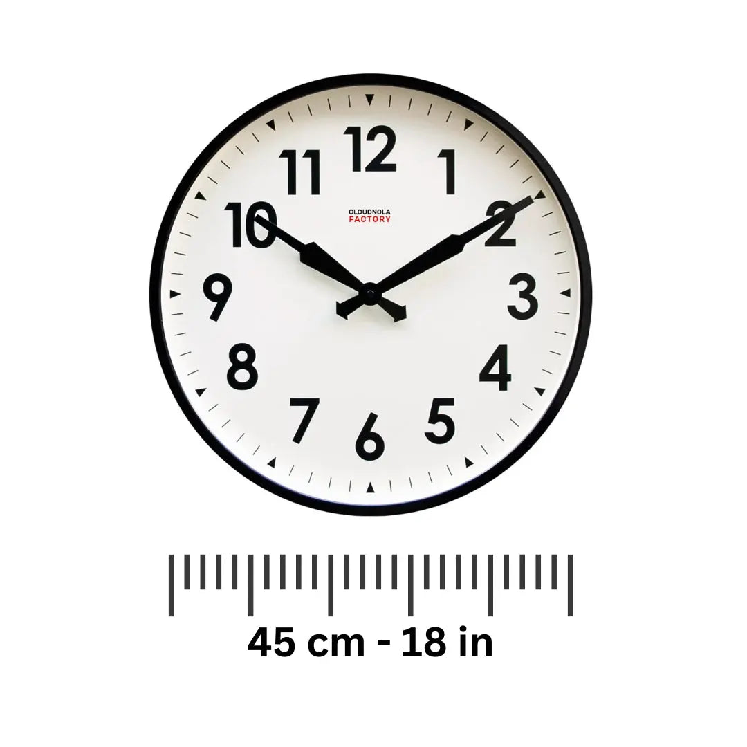 Vintage Black Wall Clock with Numbers - 18"