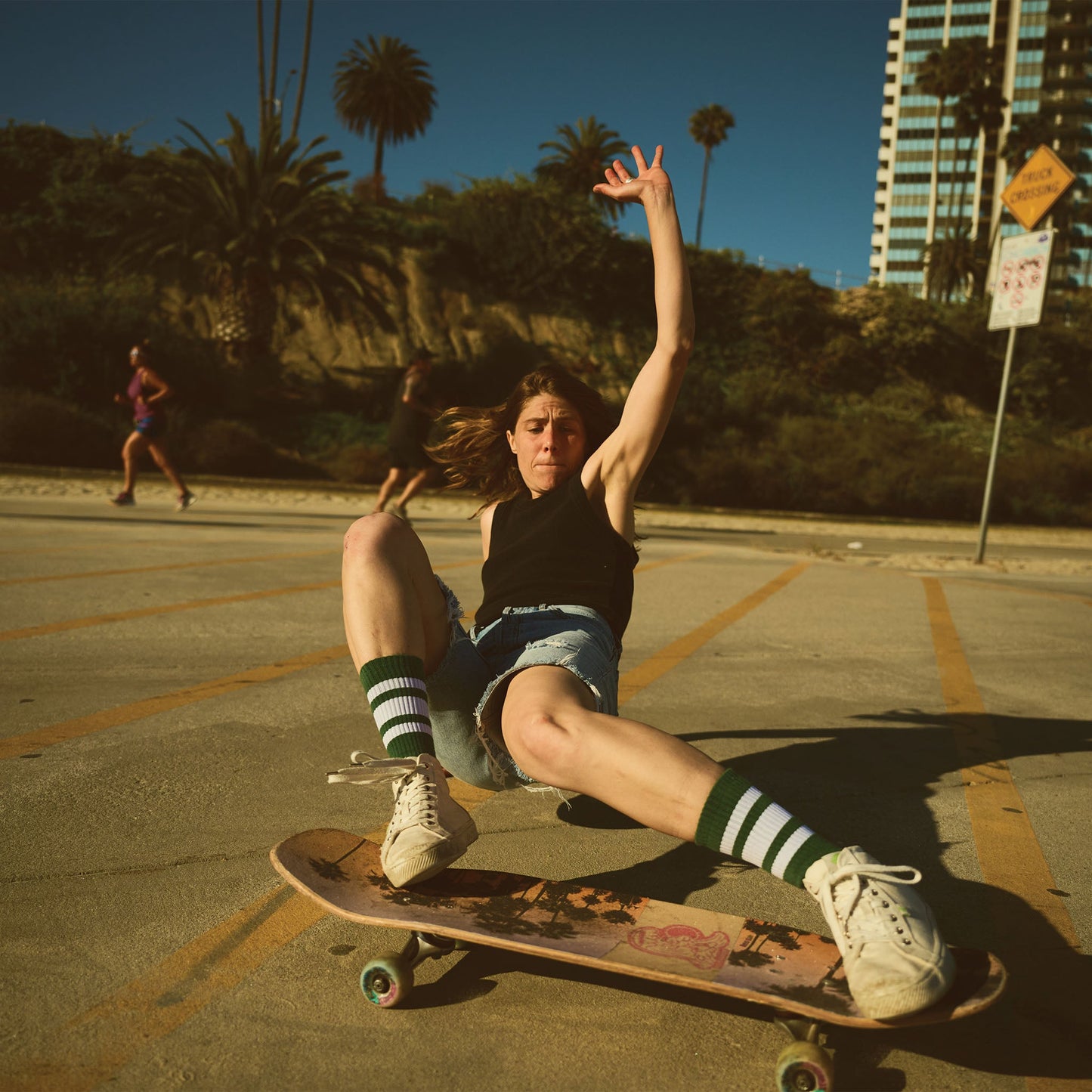 White Striped Socks | Forest Green