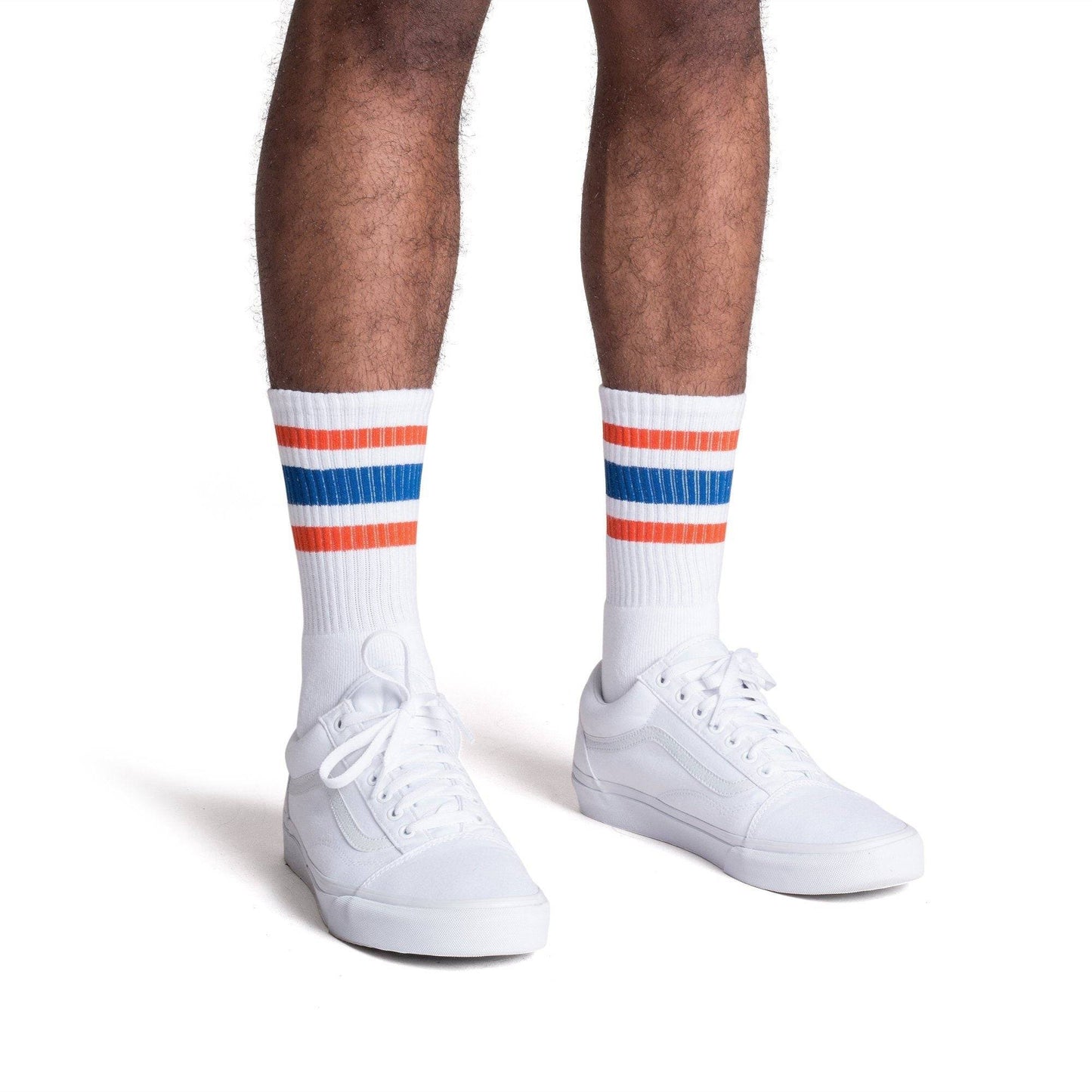 Orange and Blue Striped Retro Socks