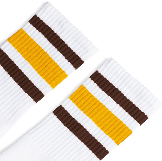 Brown and Gold Striped Retro Socks