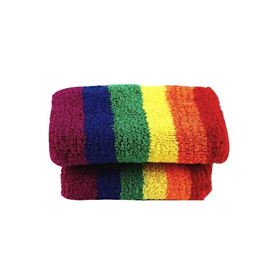 '80s Rainbow Wristbands | Absorbent Stretch Exercise Wristbands