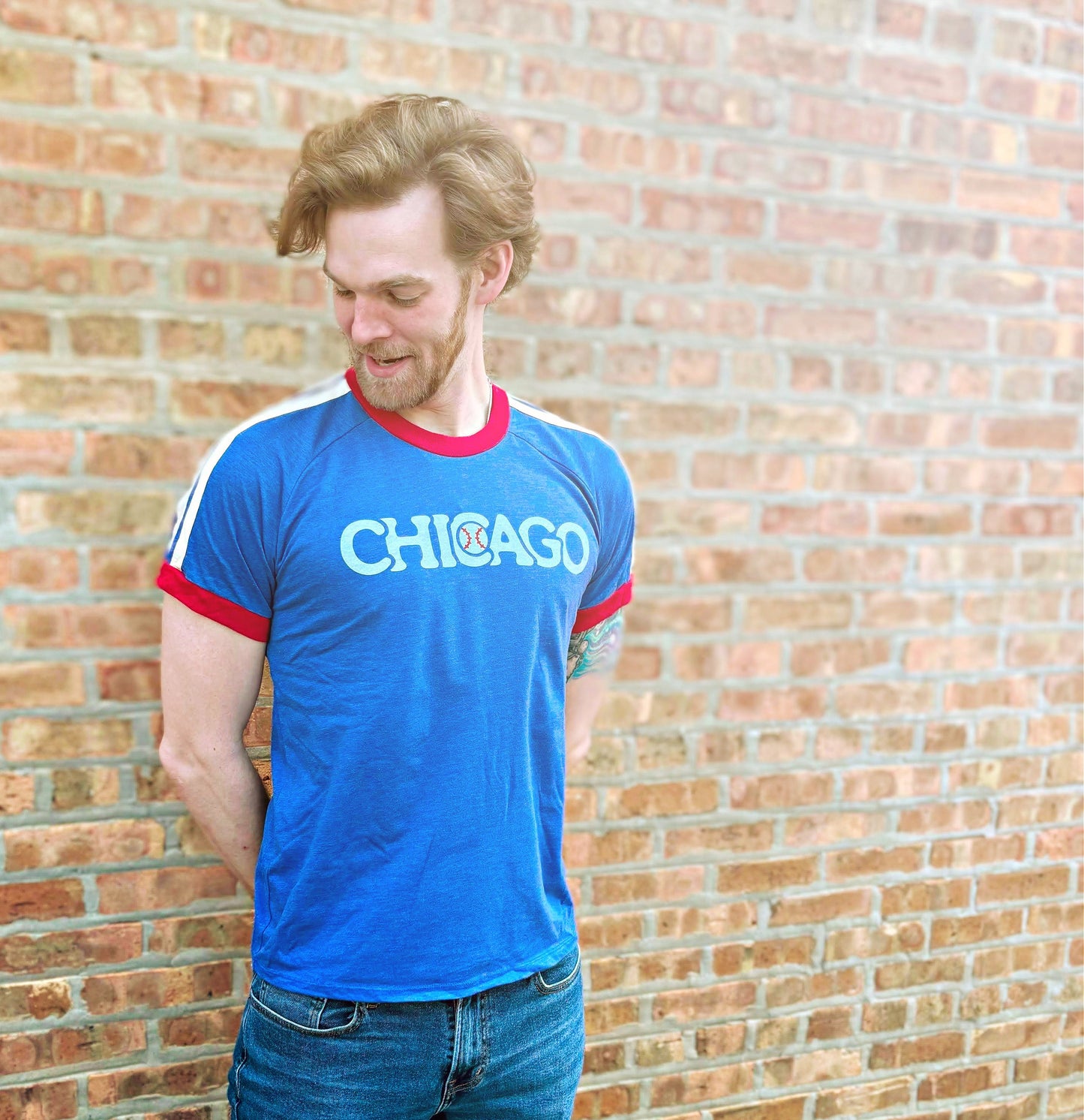 Retro Chicago Baseball Custom Ringer T-Shirt