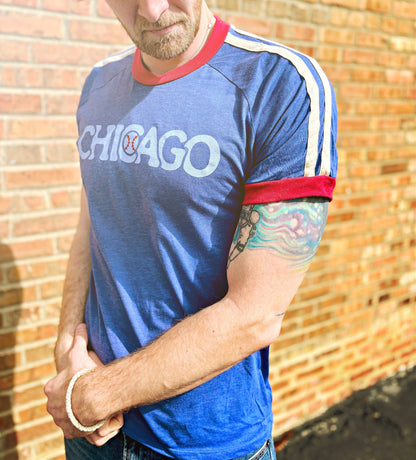 Retro Chicago Baseball Custom Ringer T-Shirt