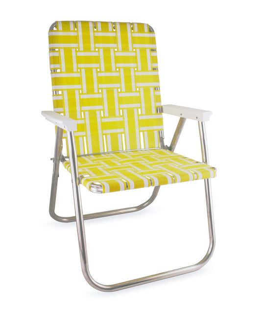 Yellow and White Stripe Retro 70s/80s Aluminum Lawn Chair
