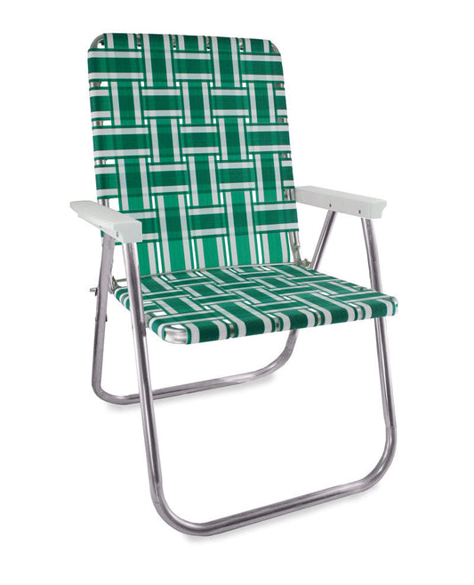 Green and White Stripe Retro 70s/80s Aluminum Lawn Chair