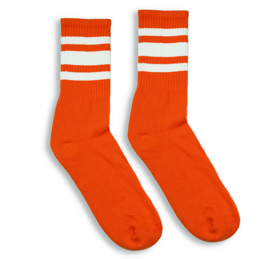 Retro White Striped Orange Socks