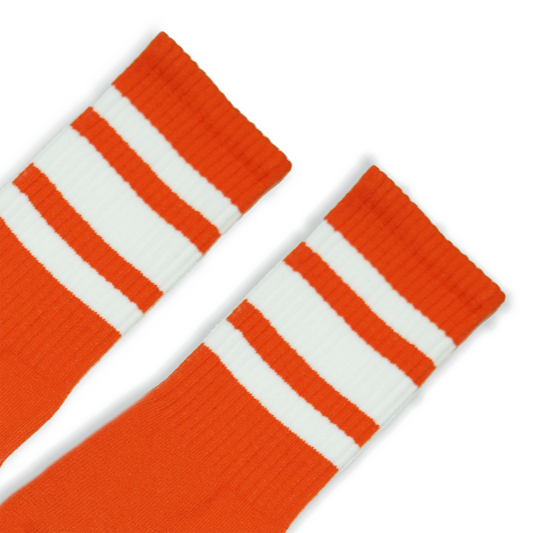 Retro White Striped Orange Socks