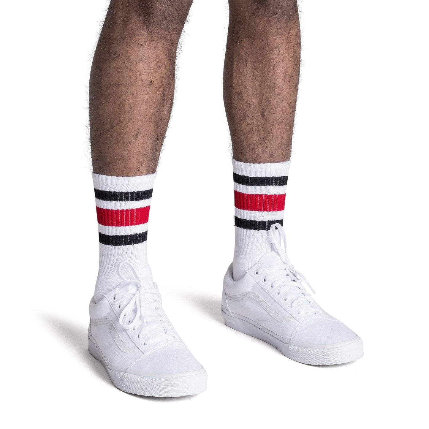 Black and Red Striped Retro Socks