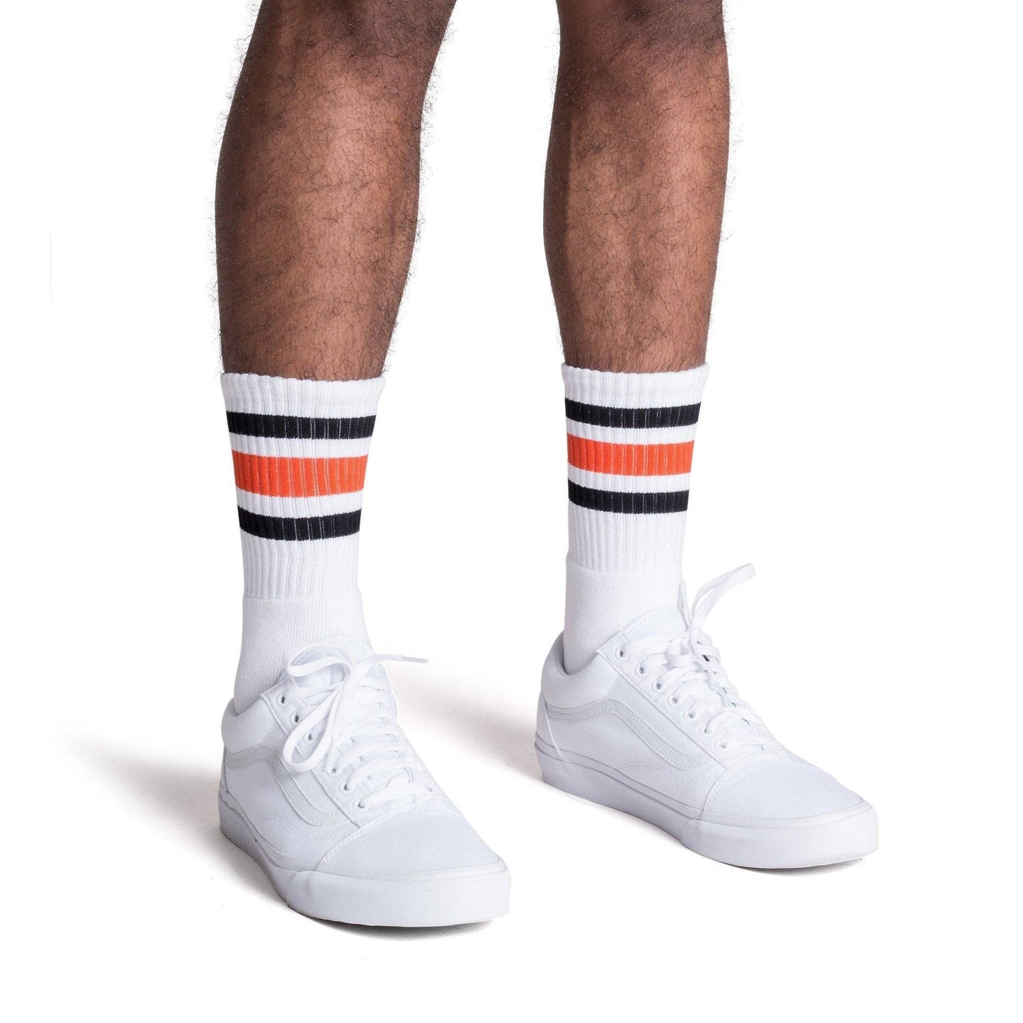 Black and Orange Striped Retro Socks