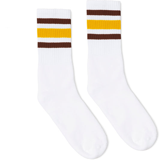 Brown and Gold Striped Retro Socks