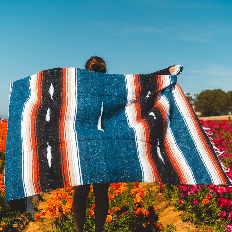 Blue Harvest Moon Diamond Baja Blanket
